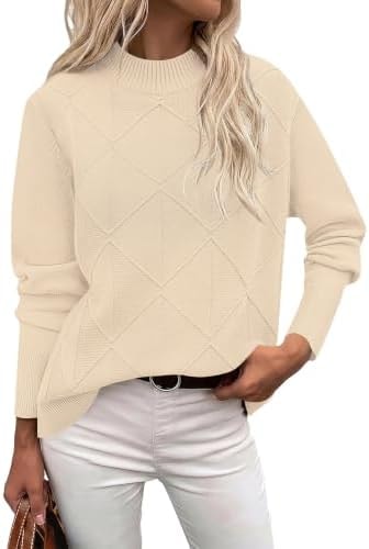 LOMON Womens Mock-Neck Sweaters Fall Turtleneck Winter Pullover (Apricot,S)