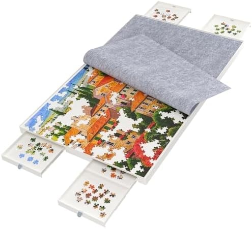 1500 Pieces Puzzle Board with Drawers and Cover,35"x27"Portable Jigsaw Puzzle Table for Adults Puzzle Tables with Drawers