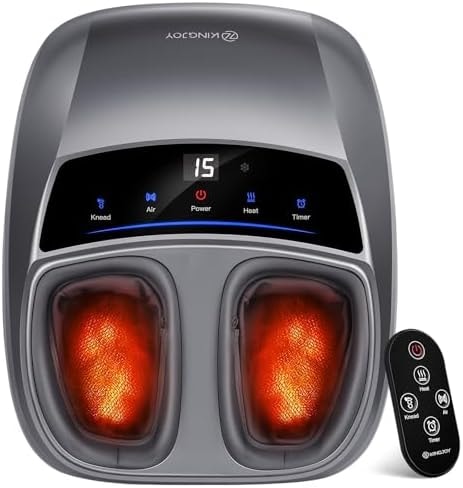 KINGJOY Foot Massager with Heat for Neuropathy, [2026 Upgraded], Deep Kneading Shiatsu Foot Massager for Plantar Fasciitis, Fits Up to Men Size 14, Ideal for Seniors and Family Daily Care