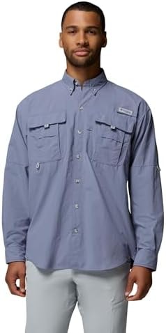 Columbia Men's PFG Bahama II Long Sleeve Fishing Shirt, New Moon, XX-Small