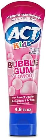ACT Kids Anticavity Fluoride Toothpaste 4.6 oz. Bubble Gum Blowout