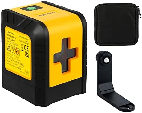 Amazon Basics Horizontal/Vertical and Cross-Line Class II Laser Level for Picture Hanging, Construction, Home Renovation, 59 ft / 708 in, Yellow/Black