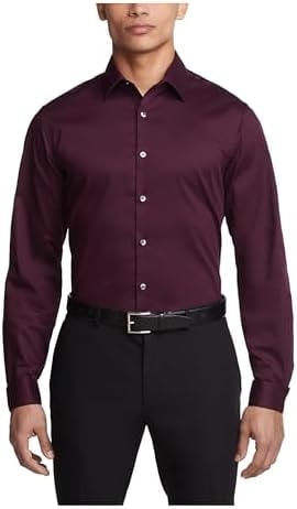 Van Heusen Men's Flex Collar Slim Fit Stretch Dress Shirt Shirt, Hearth, 18.5" Neck 36"-37" Sleeve