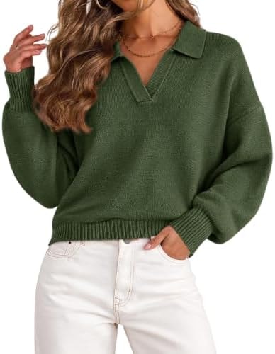 Lazysmile Women Sweaters Fall Long Sleeves Army Green Size L Fit US 12-14