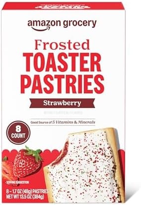 Amazon Grocery, Frosted Toaster Pastries, Strawberry, 13.5 Oz, 8 Ct