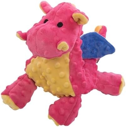 goDog Bubble Plush Dragons Squeaky Dog Toy, Chew Guard Technology - Coral, Large
