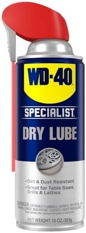 WD-40 Specialist Dry Lube with Smart Straw, Lubricant for Corrosion Protection on Table Saws, Drills and Lathes, Industrial Strength Friction-Reducing Formula, 10 Oz.