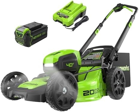 Greenworks 40V 20in Push Lawn Mower, 4.0 Ah Battery and Charger