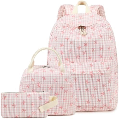 LEDAOU Backpack for Girls School Bag Kids Bookbag Teen Backpack Set Daypack with Lunch Bag and Pencil Case