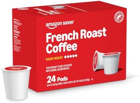 Amazon Brand - Happy Belly Dark Roast Coffee Pods, French Roast, Compatible with Keurig 2.0 K-Cup Brewers, 24 Count