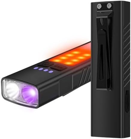 2pack Rechargeable EDC Flat Flashlight with COB Lights, UV Blacklight, Red, Super Bright LED Combo 3in1 Portable Pocket lights, Pocket Mini Magnetic EDC Flashlight with Clip for Working, Repairing