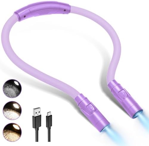 LUXJET Adjustable Bendable Neck Reading Light with 3 Lighting Modes, Purple