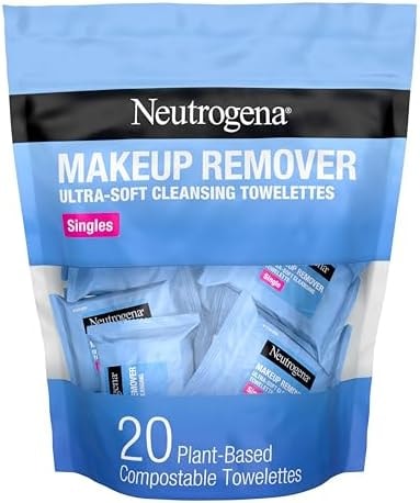 Neutrogena Makeup Remover Towelettes for Face with Micellar Water Daily Alcohol-Free, 20 ct