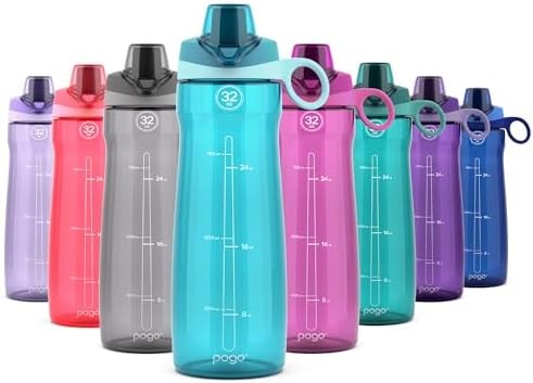 Pogo BPA-Free Plastic Water Bottle with Chug Lid, Blue Atoll, 32 oz.