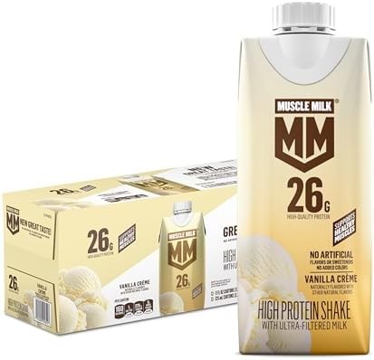 Muscle Milk High Protein Shake, Vanilla Creme, 11 fl oz Cartons (12 Pack)