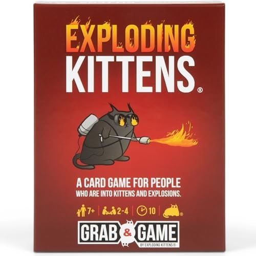 Exploding Kittens Grab and Game, 2-4 Players, Ages 7+, Pocket Version