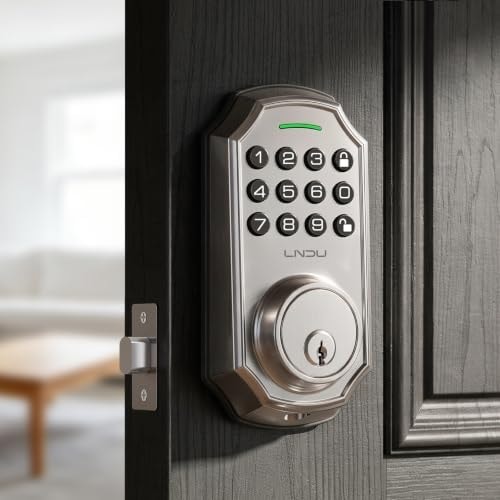 Keyless Entry Door Lock for Front Door, Keypad Deadbolt Lock with Code, Electronic Door Lock with 2 Keys, Auto Lock, Easy Installation, Satin Nickel