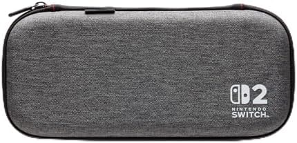 PowerA Slim Case for Nintendo Switch 2 - Dark Heather Grey, Officially Licensed, Protective Case, Holds 10 Game Cards, Padded Screen Protector, Built-in Play Stand