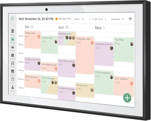 WiFi Digital Calendar Smart Family Planner,Chore Charts, Achievement Rewards, AI Meal Planning, Smart Touchscreen Interactive Display for Schedules and Cloud Photo Desk Calendar Refills, 10.1'' Black