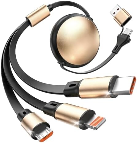 3 in 2 Multi Charging Cable, Retractable Car Charger for Multiple Devices