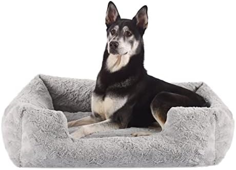Best Friends by Sheri Lounge Dog Bed, Lux Faux Fur, Gray, 36" x 27"