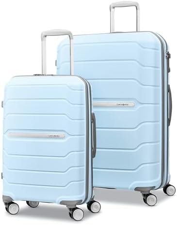 Samsonite Freeform 2-Piece Luggage Set - Carry-On & Large Checked Luggage with Dual Spinner Wheels - Durable Polypropylene Hardshell - TSA Lock, Airline-Approved - Expandable Hard Shell - Sky Blue