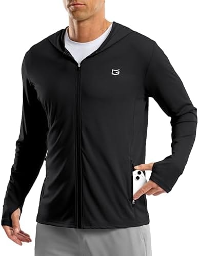 G Gradual Men's UPF 50+ Sun Protection Hoodie Jacket Lightweight Full Zip Hoodies Long Sleeve Shirts for Men Hiking Fishing(Black,S)