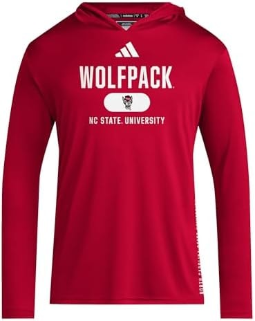 adidas Men's NCAA Designed for Training Team Lightweight Hoodie, Team Power Red/White/North Carolina State University, 3X-Large Tall