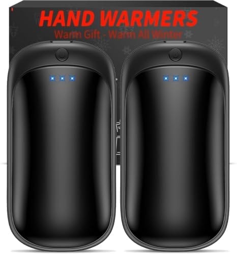 Lerat 2 Pack Hand Warmers Rechargeable, Portable Electric Hand Warmers Reusable, Portable Pocket Heater, Gifts for Men Women Kids, Hunting, Golf, Camping Accessories (Black)