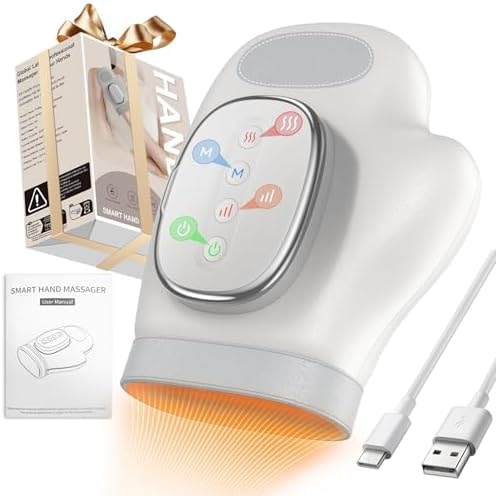 YNSZAS Professional Hand Massager with Heat Compression Therapy, 3 Massage 4 Temperatures 5 Compression Pain Relief Glove, Arthritis & Wrist Carpal Tunnel Neuropathy Circulation, Gifts for Women/Men