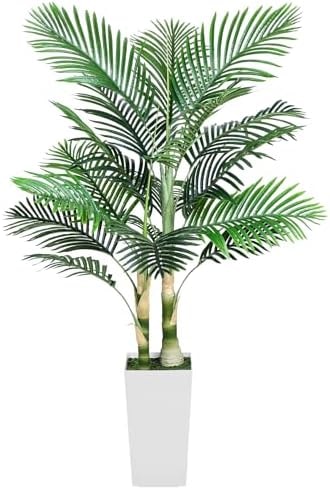 Jocoevol Fake Palm Tree, 5ft Artificial Palm Tree Tall Tropical Tree with Adjustable Leaves & Large Planter, Outdoor Indoor Faux Palm Trees for Outside Patio/Living Room/Office/Corner Decor