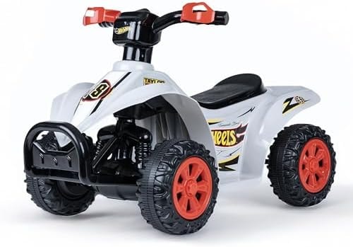 Hot Wheels - 6V Kids Ride-On ATV with Rechargeable Battery and Reverse