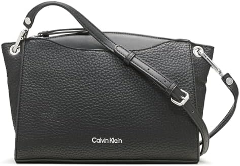 Calvin Klein Women's Garnet Top Zip Crossbody Handbag, Black, OS