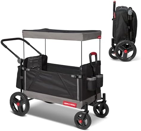 Radio Flyer Wagon for Kids, Baby Stroller, Outside Toys for Toddlers 1-3, Rolling Cart, Beach Cart with Wheels, Trav'ler Stroller Wagon with Protective Cover, for Ages 1+ Years