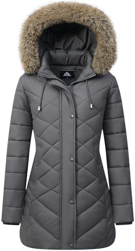 Pufflady Women's Long Warm Winter Coat Thickened Fleece Lined Down Jacket