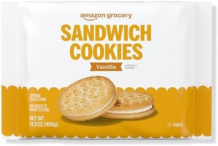 Amazon Grocery, Vanilla Sandwich Cookies, 14.3 Oz