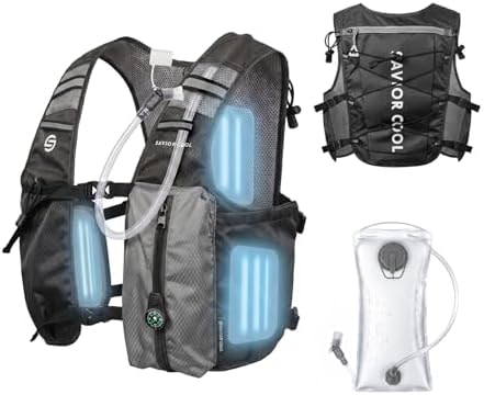Cooling Hydration Vest with 2L BPA-Free Water Bladder, Running Vest with 3 Removable Cooling Packs, Lightweight Outdoor Pack for Hot Weather, Hiking, Cycling, Training