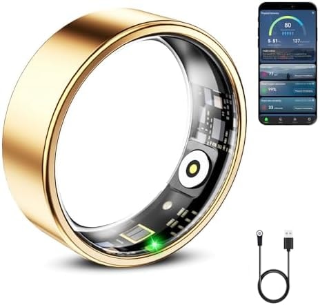 Mirlray Smart Ring for Women & Men, Smart Ring Health Tracker, Blood Oxygen & Heart Rate Monitor, Long Lasting Battery Sleep Ring, Waterproof Fitness Ring (R02C, Rose Gold, 8)