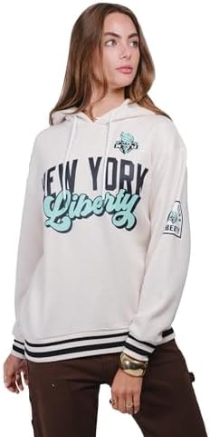 Ultra Game Unisex WNBA Official Super Soft Kaleido Hoodie Sweatshirt, New York Liberty, Oatmeal Heather, Large
