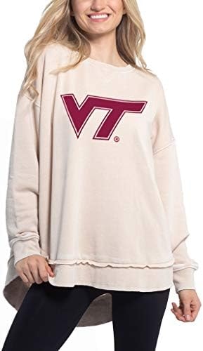 chicka-d NCAA Virginia Tech Hokies Womens Pullover Sweatshirt, Oatmeal, Small