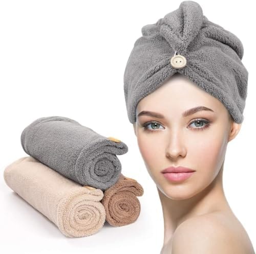 YFONG 3 Pack Microfiber Hair Towels Wrap for Women, Super Absorbent Drying