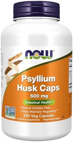 NOW Supplements, Psyllium Husk Caps 500mg, Intestinal Health*, 200 Veg Caps