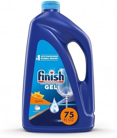 Finish Gel Dishwasher Detergent Liquid, Plastic Free Formula, Orange, 75oz