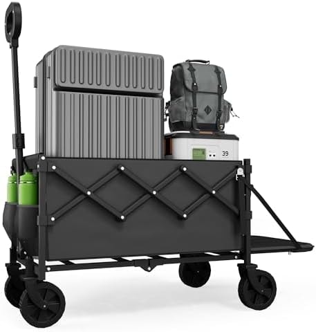 Canpsky Small Collapsible Wagon with Tailgate, Wagons Carts Foldable with 350lbs Capacity, Lightweight Portable Utility Wagon Cart for Shopping Camping Sports Garden
