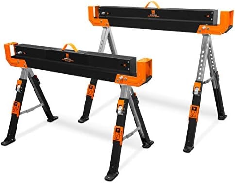 WEN Steel Saw Horse Set, 1300-Pound Capacity, Height Adjustable, Two Pack (WA1302)