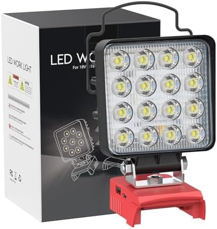 LIVOWALNY Portable LED Work Light Compatible with Milwaukee Battery, 112W 11200LM Flashlight with Low Voltage Protection and USB & Type C Charger Port, Handheld Flood Light for Construction(Tool Only)
