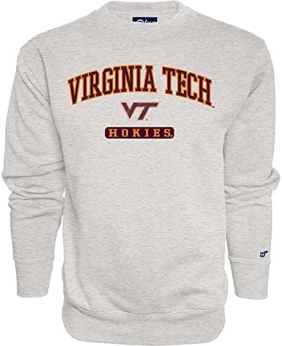 Blue 84 Men's Virginia Tech Hokies Crewneck Sweatshirt Twill Applique Grey, Grey, Small