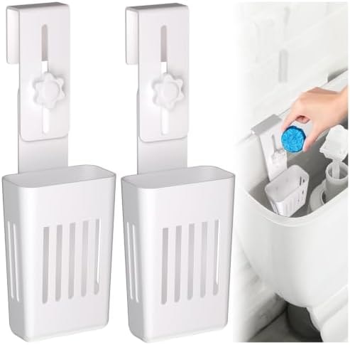 Owemin 2Pcs Adjustable Toilet Tank Tablet Holder，White