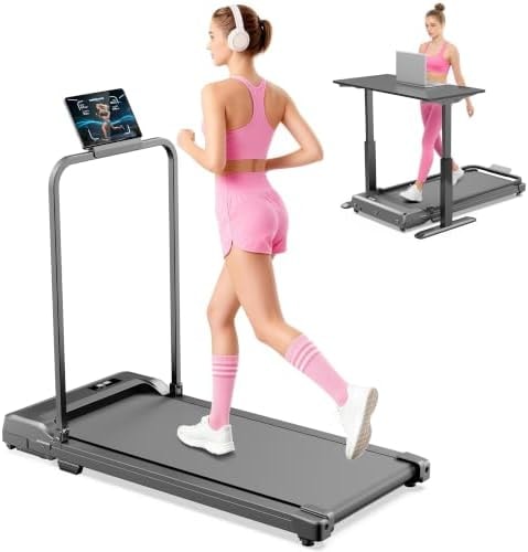 Walking Pad Treadmill for Home - Foldable Compact Treadmills with Handle Bar Portable Running Pad 0.6-4MPH with Remote Control LED Display Mini Caminadora Indoor Walk Machine for Office Small Spaces