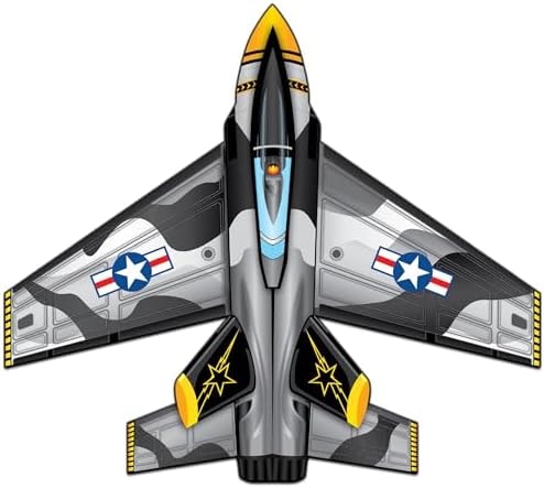 WindNSun Supersize Ultra Jet Fighter Ripstop Nylon Fighter Jet Airplane Kite, 57 Inches Wide